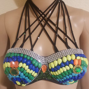 Jamaican rave bra,Rasta Bra,Jamaican, rave outfit